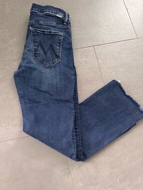 MOTHER  Dark Blue Women's Jeans with Raw Hem